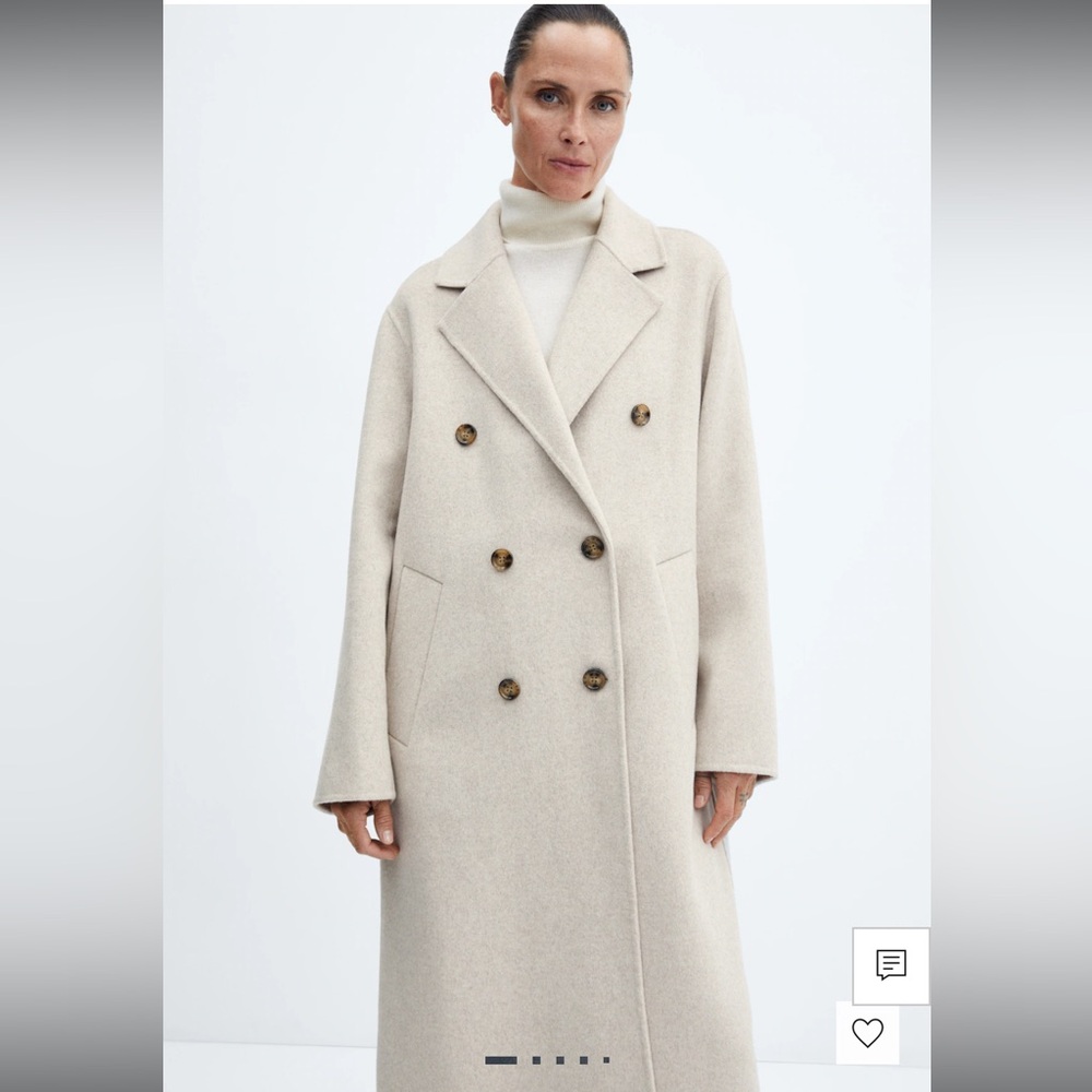 Mango handmade oversized wool coat XXS Light Pastel Grey Ref. 57025138